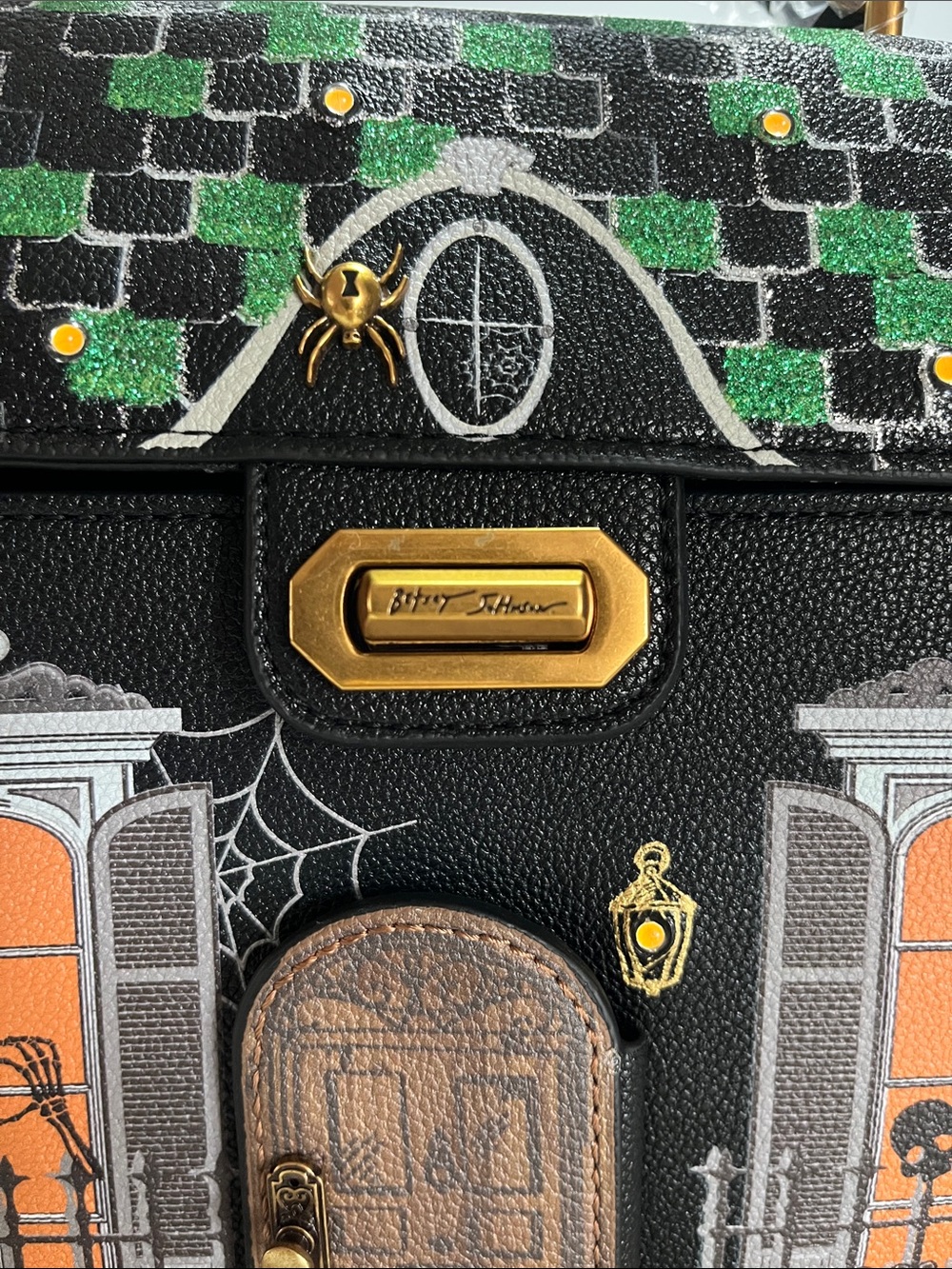 Betsey Johnson Black Orange Green Haunted House Crossbody Bag - Picture 14 of 17